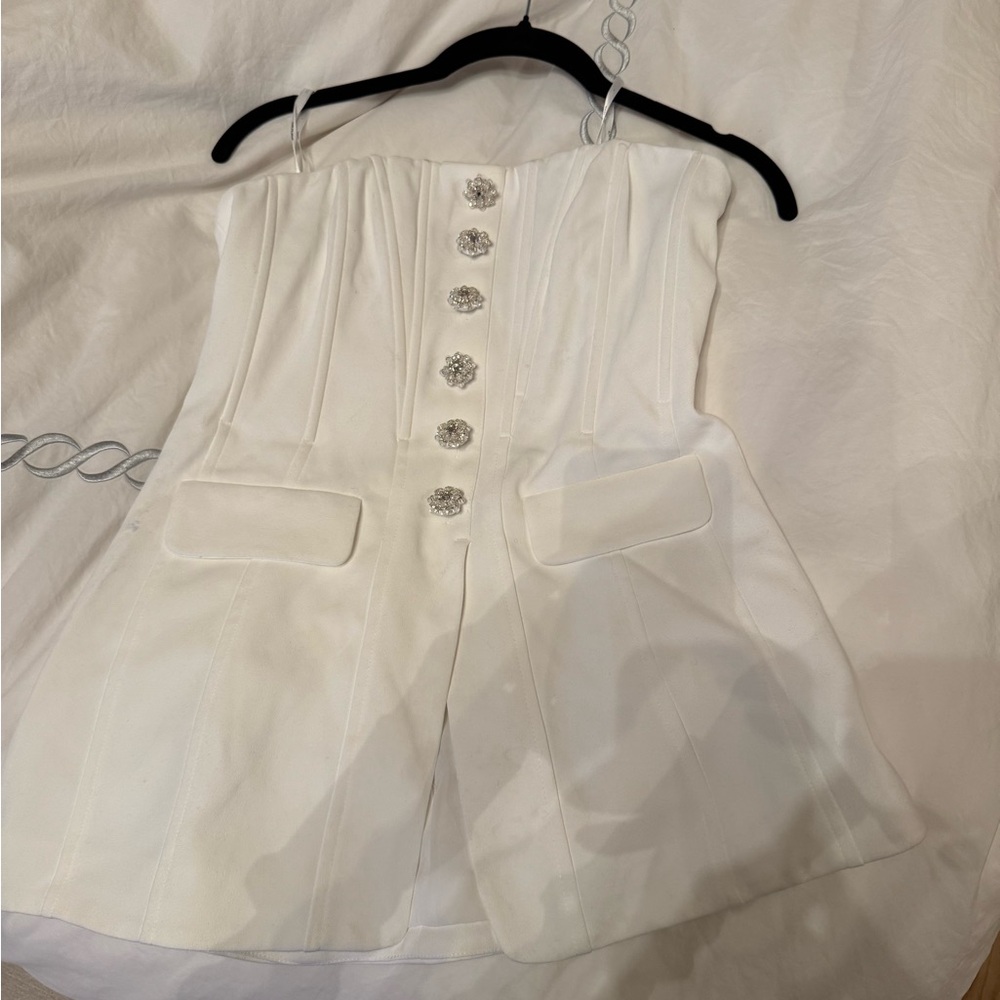 Self portrait embellished strapless top